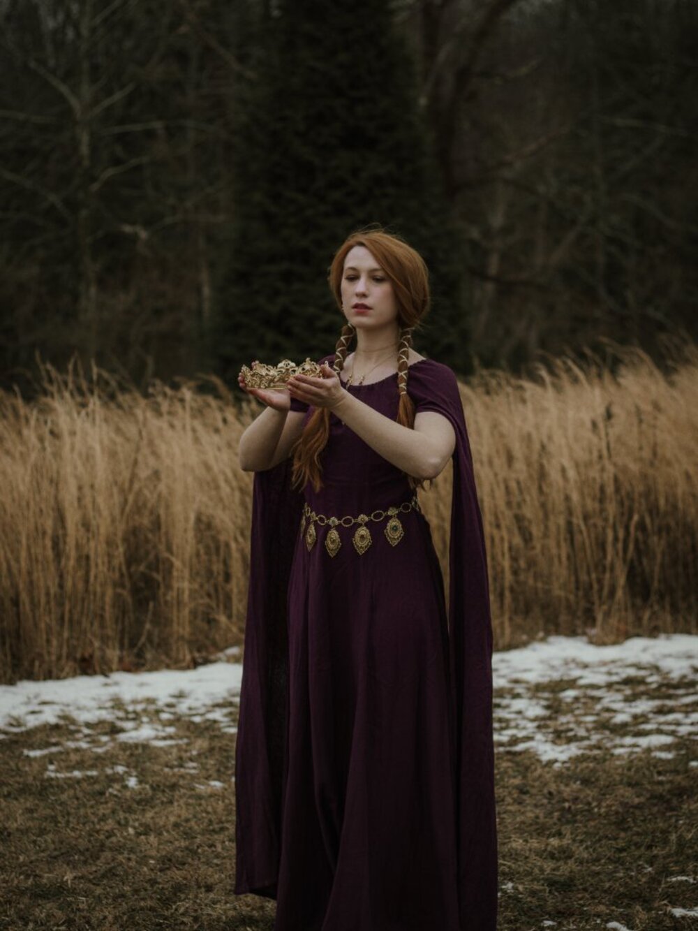 Holy Clothing Dani Maxi Elven Medieval Renaissance GOT Dress in Burgundy Wine